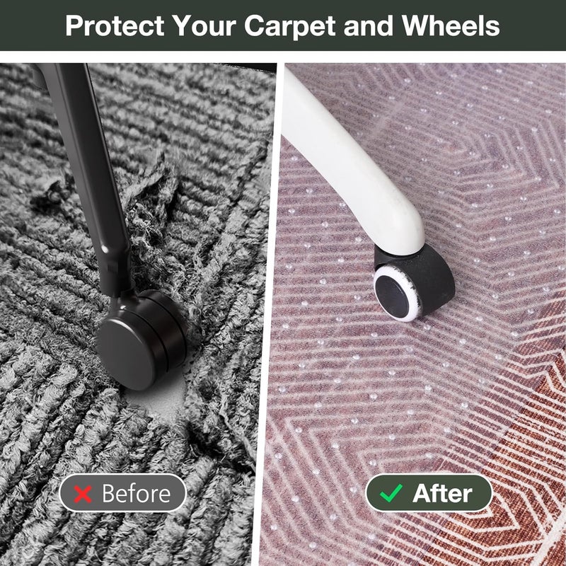 FUNMAT Chair Mat for Carpet, 45" x 53" Easy Glide Desk Chair Mat for Carpeted Floors, Beveled Edge Vinyl Mat with Grips, Heavy Duty Carpet Protector for Home Office, Clear(with Lip) - Image 5